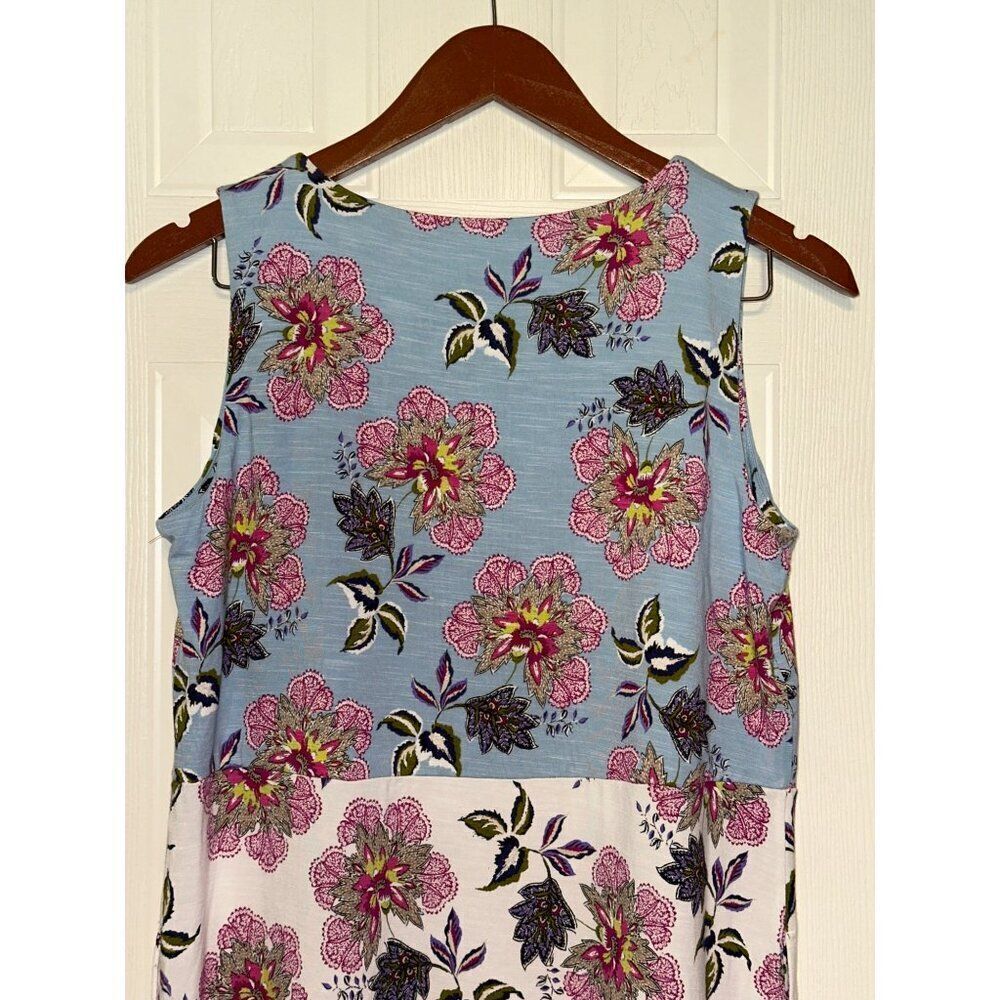 J. Jill Floral Colorblock DressโV Neck Sleeveless Side Pockets Stretch Size Smal - Picture 12 of 13